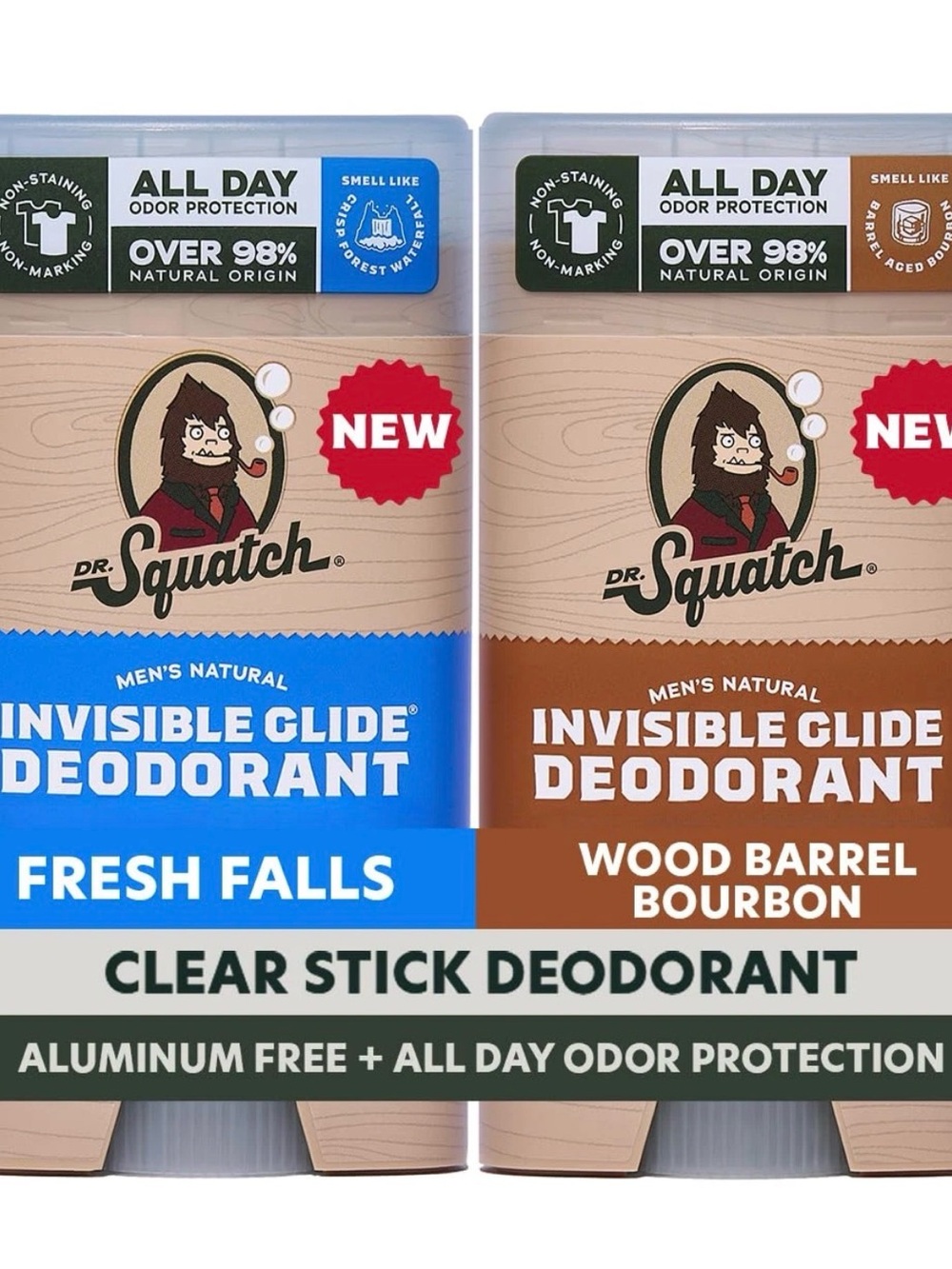 Dr. Squatch Invisible Glide Deodorant Duo - Fresh Falls & Wood Barrel Bourbon
